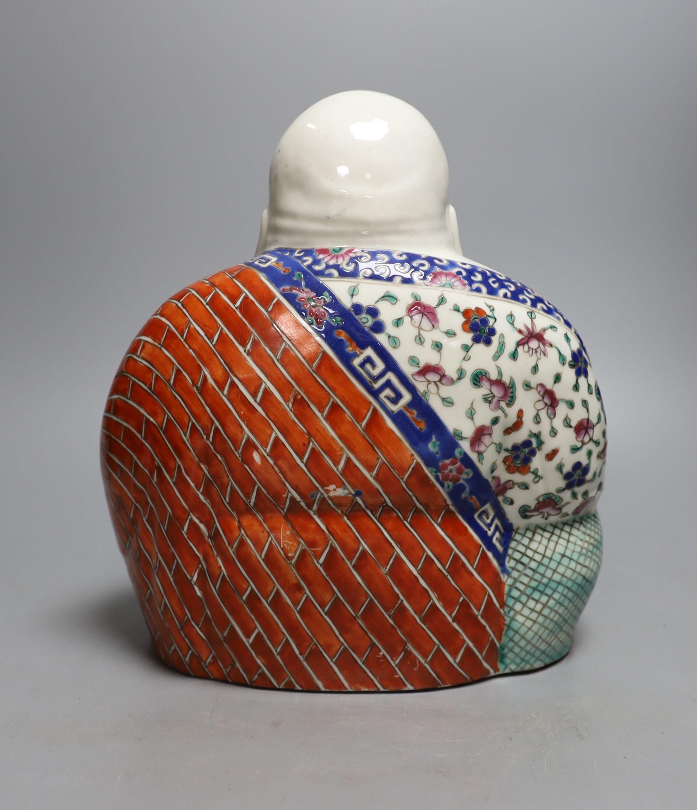 A Chinese famille rose vase, a figure of Budai, a turquoise glaze vase etc, vase 45 cms high.